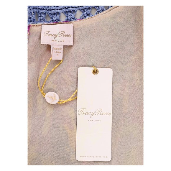 TRACY REESE NWT Periwinkle Trailing Floral Crochet Trim Tie Back Dress - Picture 7 of 9